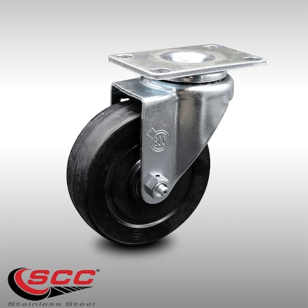 Service Caster 4 Inch SS Soft Rubber Wheel Swivel Top Plate Caster SCC-SS20S414-SRS